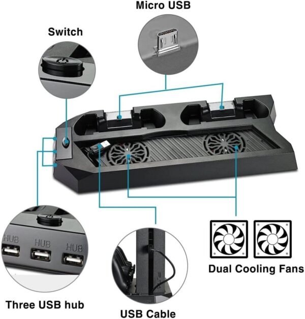 PS4 Controller Charging Docks & 3 USB Hub Ports - Image 2